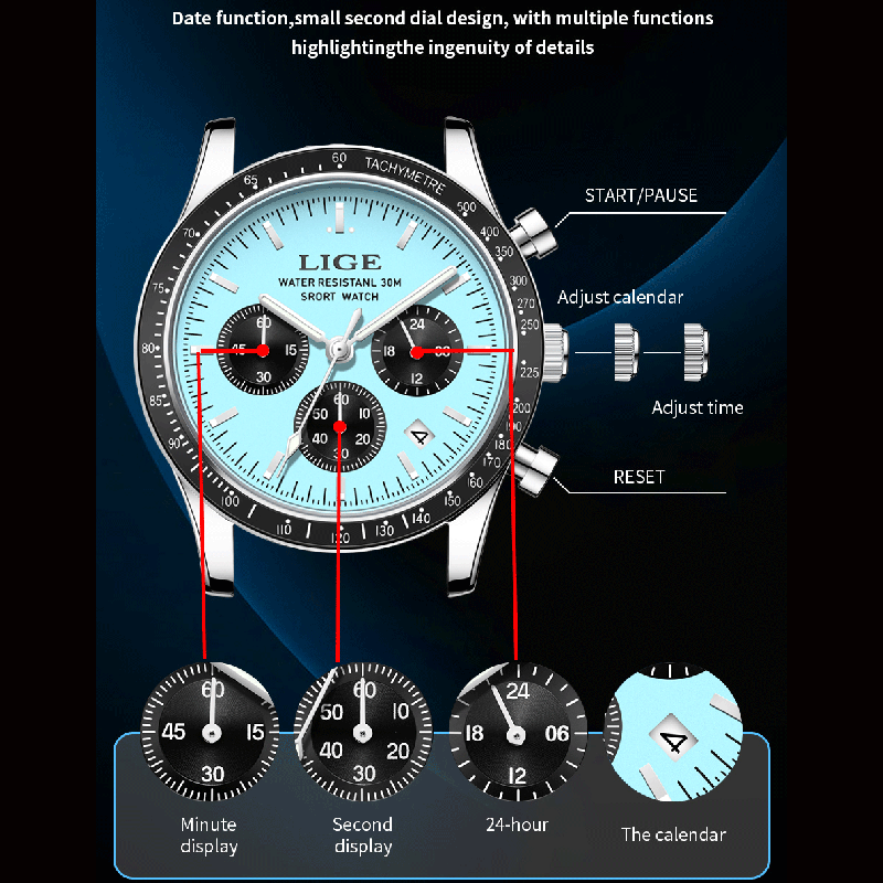 Luxury Watch Organizer For Men - Zegarek męski LIGE 2026, zegarki codzienne,