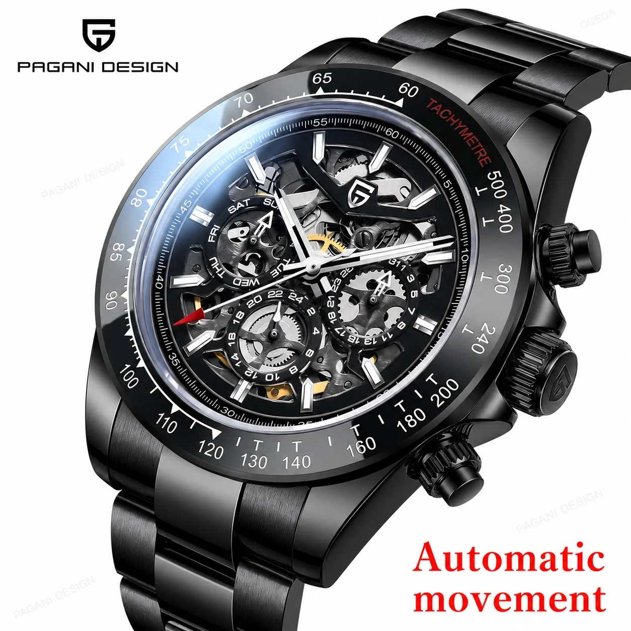 Automatic Pilot Watch - Zegarek męski PAGANI DESIGN, automatyczny, dwustronnie