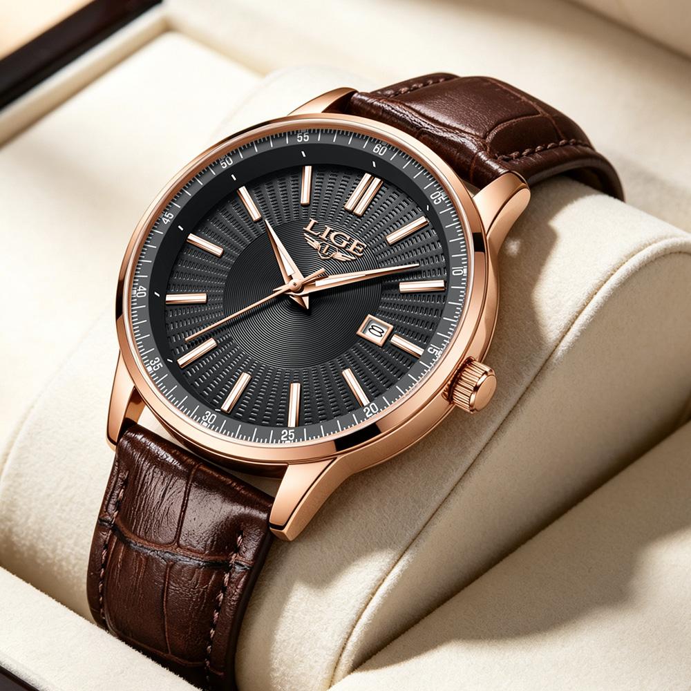 Luxury Watch Organizer For Men - Zegarki męskie LIGE, luksusowa marka, biznesowy
