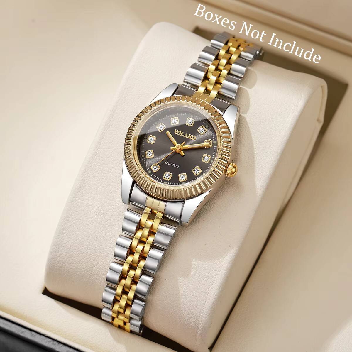 Luxury Watch Travel Case - Damski zegarek kwarcowy z cyrkoniami, luksusowy,