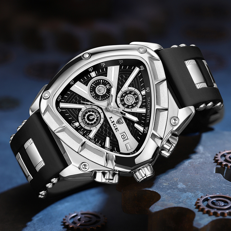 Watch Triangle Luxury - Zegarek męski LIGE Fashion, luksusowy zegarek