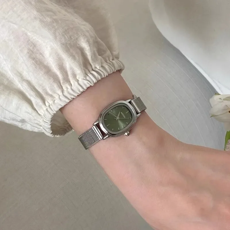Luxury Watch Girl - Mała owalna tarcza Zielony zegarek Proste