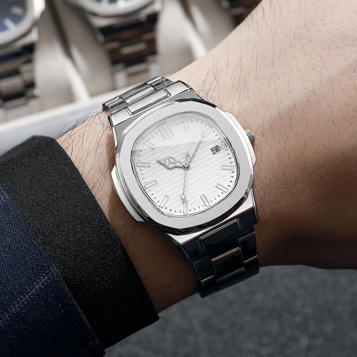 Luksusowe kwadratowe męskie ze – Luxury Watch Organizer For Men recenzja i cena