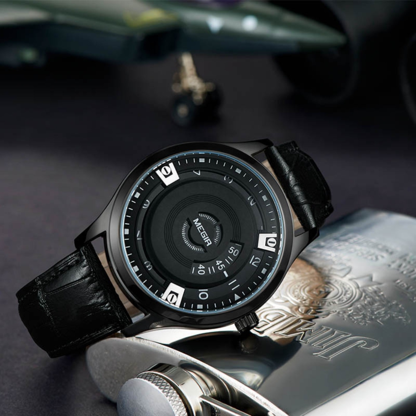 Zegarki męskie MEGIR, luksusow – Luxury Watch With Leather Strap recenzja i cena