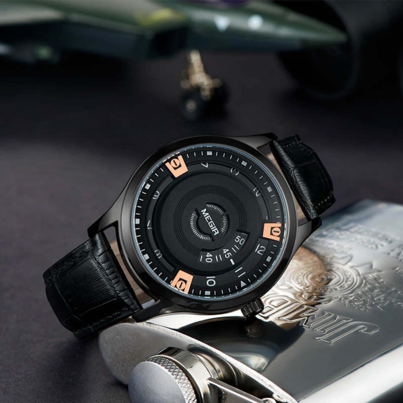 Zegarki męskie MEGIR, luksusow – Luxury Watch With Leather Strap recenzja i cena