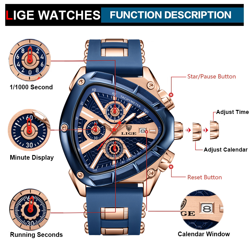 LIGE Watch Men luksusowa marka – Watch Triangle Luxury recenzja i cena