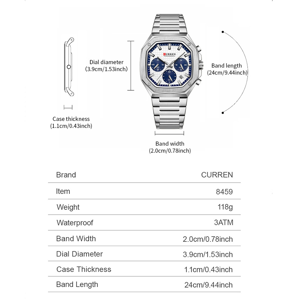 CURREN Luksusowy kwadratowy ze – Luxury Watch Dial recenzja i cena